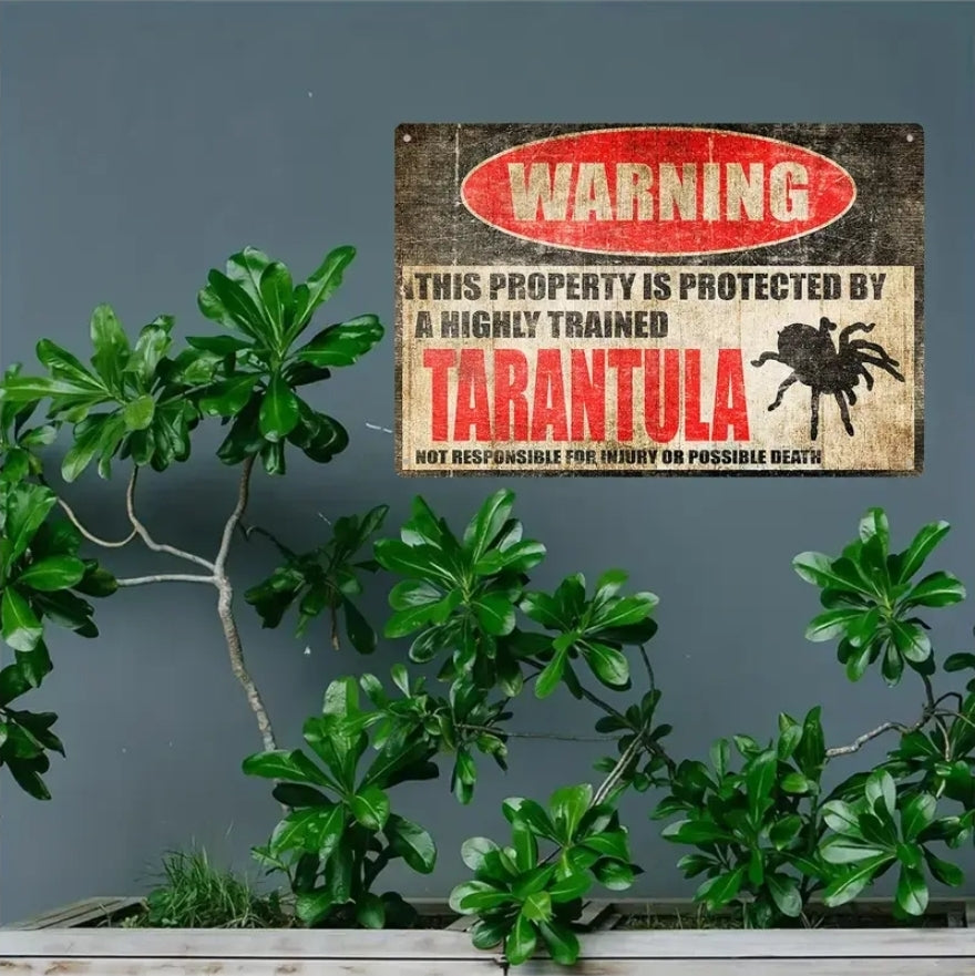 Warning Tarantula Metal Sign