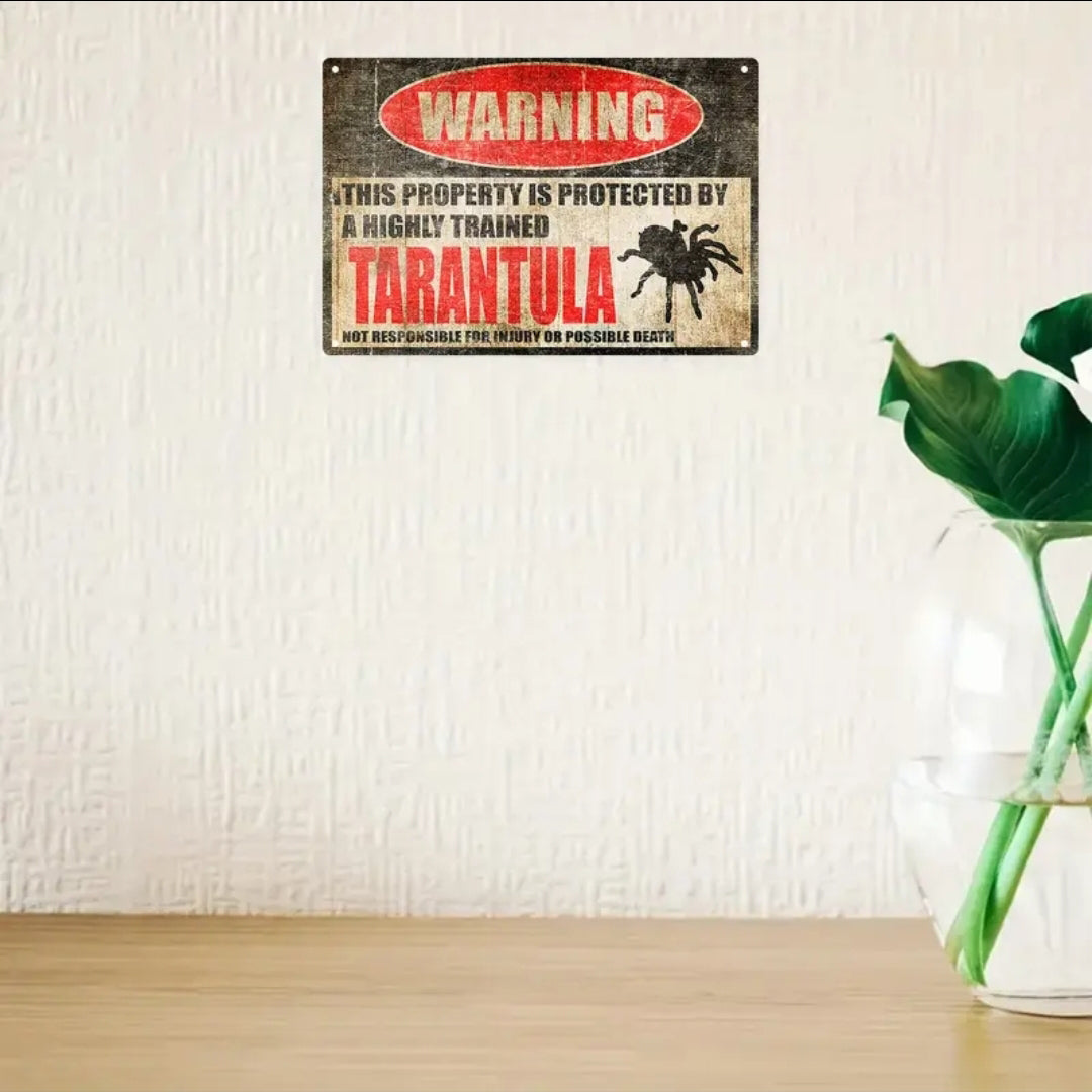 Warning Tarantula Metal Sign